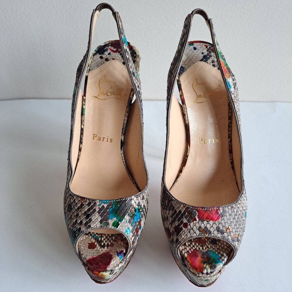 Christian Louboutin Python Leather Lady Peep Toe … - image 7